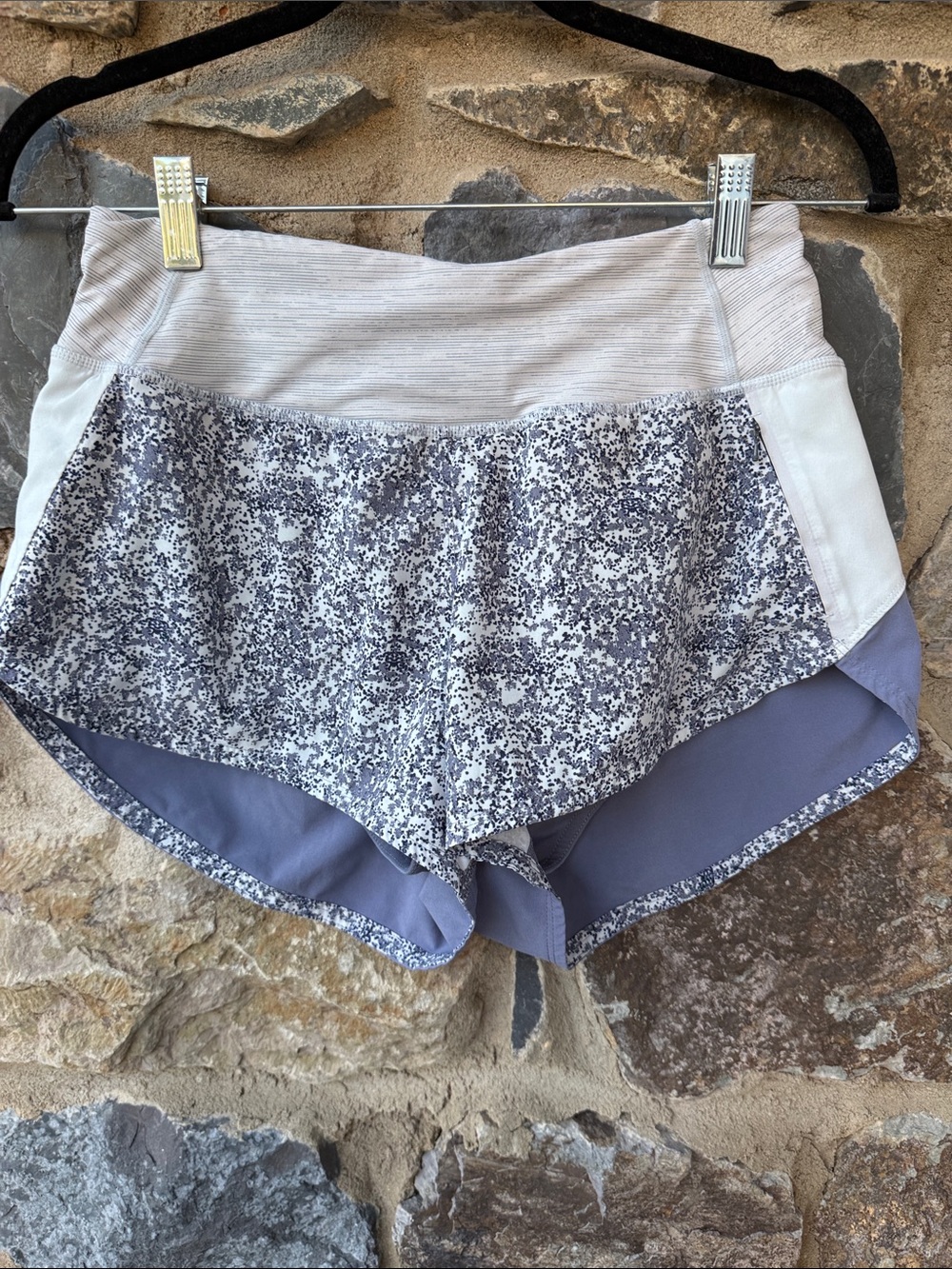 Outdoor Voices Athletic Running Shorts Gray Floral Print Built In Liner Small
